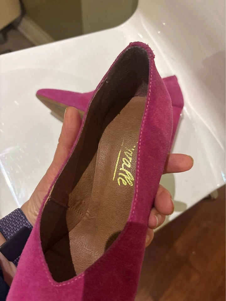 L'INTERVALLE Fuchsia Suede Block Heels size 38 - photo 3