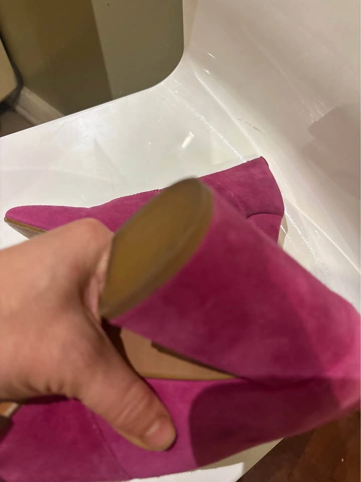 L'INTERVALLE Fuchsia Suede Block Heels size 38 - photo 4