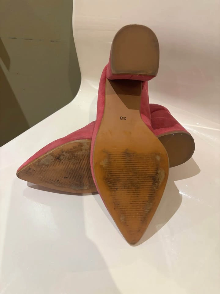 L'INTERVALLE Fuchsia Suede Block Heels size 38 - photo 5