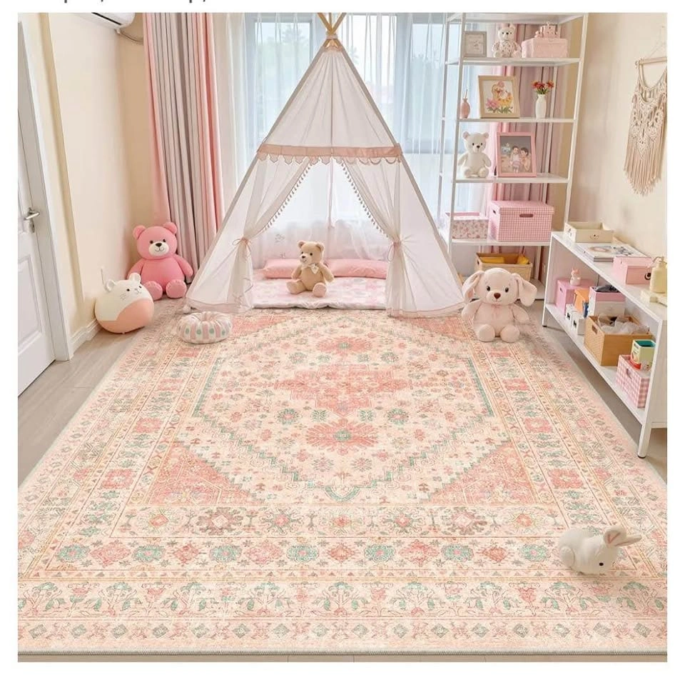 Brand new Pink Vintage 8x10 Area Rug - Washable & Non-Slip - photo 2
