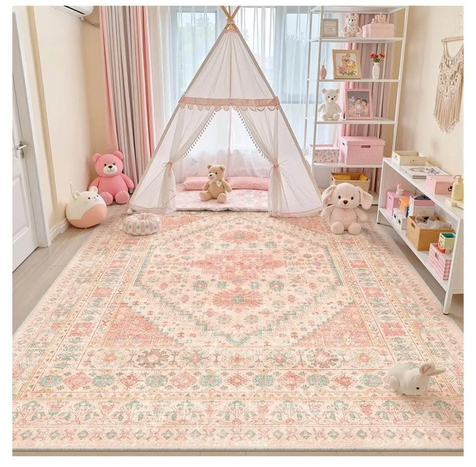 Brand new Pink Vintage 8x10 Area Rug - Washable & Non-Slip - photo 5