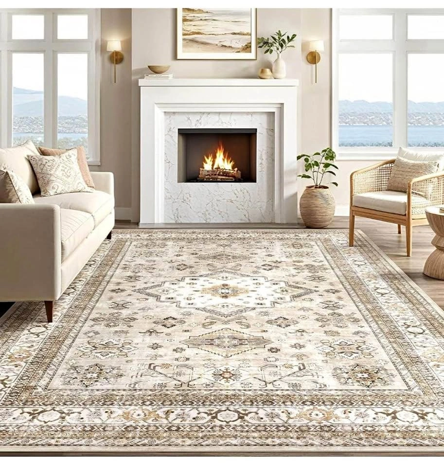 Brand new 9x12 Area Rug, Washable, Traditional, Beige