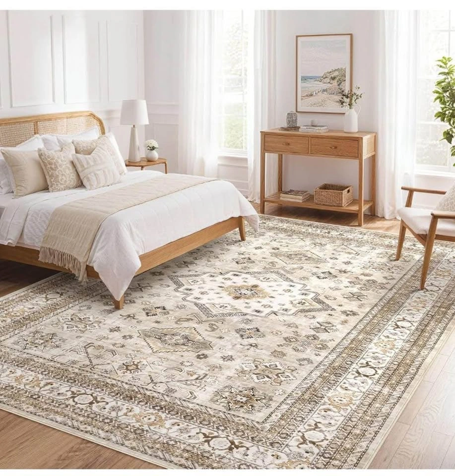 Brand new 9x12 Area Rug, Washable, Traditional, Beige - photo 3