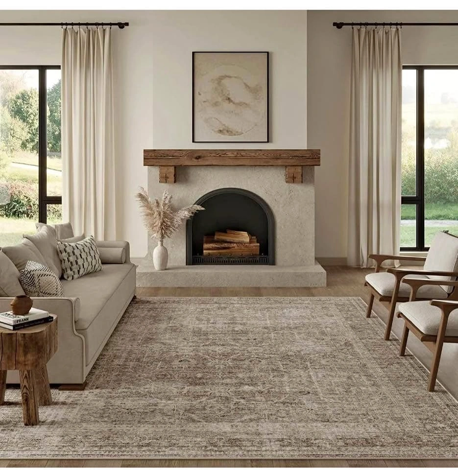 Brand new 8x10 Washable brown and grey Area Rug