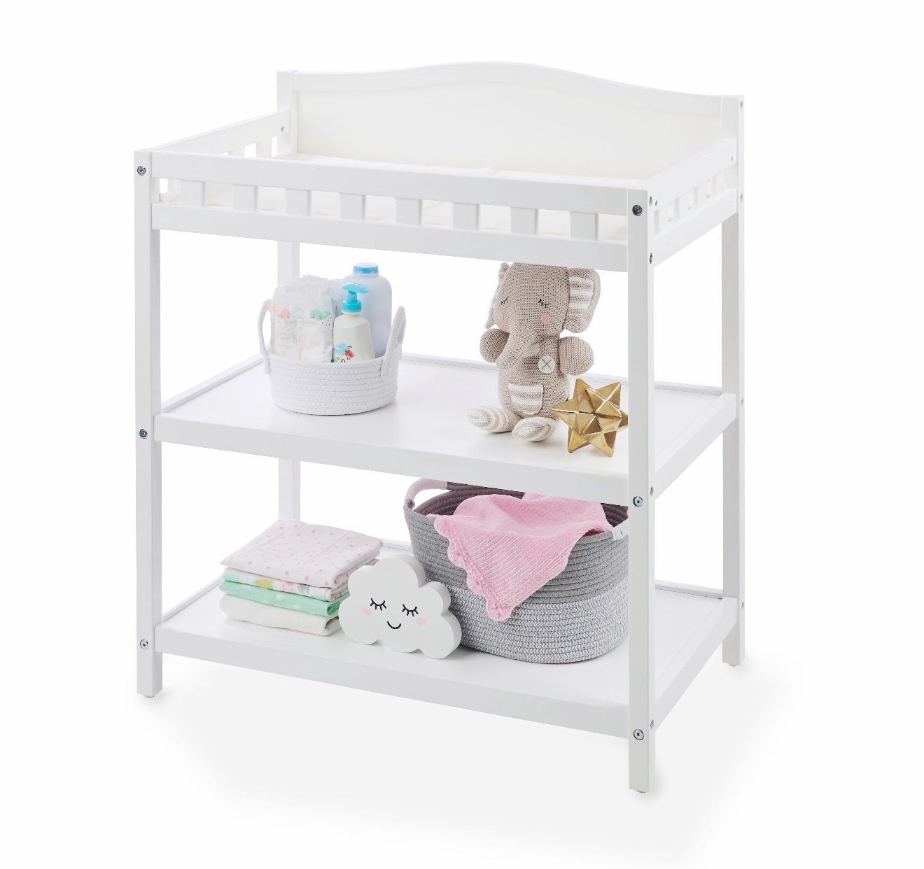 Diaper changing wooden table with a mat