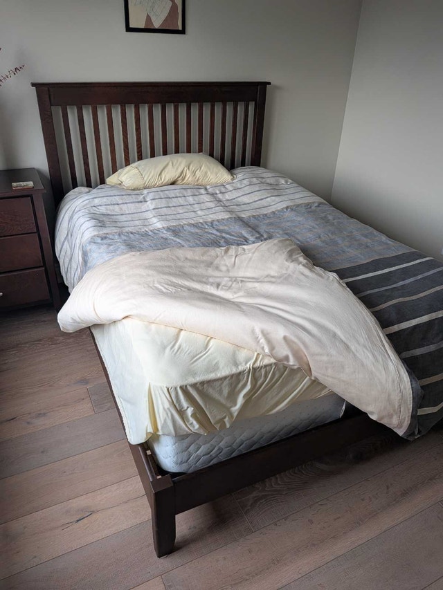 Solid Wood Bed Frame and Nightstand