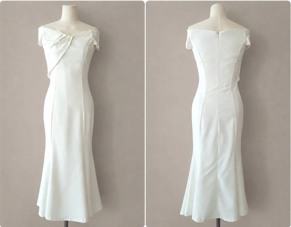 [Brand New] White Mermaid Off-Shoulder Dress / Size M - photo 2