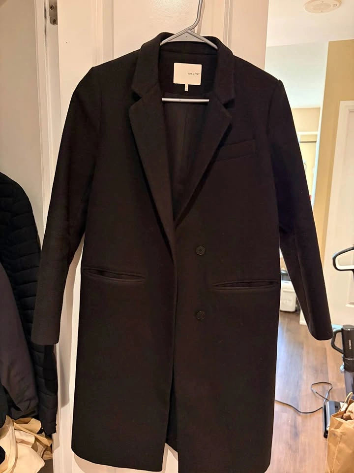 OAK + FORT Black Single-Breasted Coat