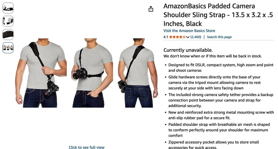 AmazonBasics Padded Camera Shoulder Sling Strap