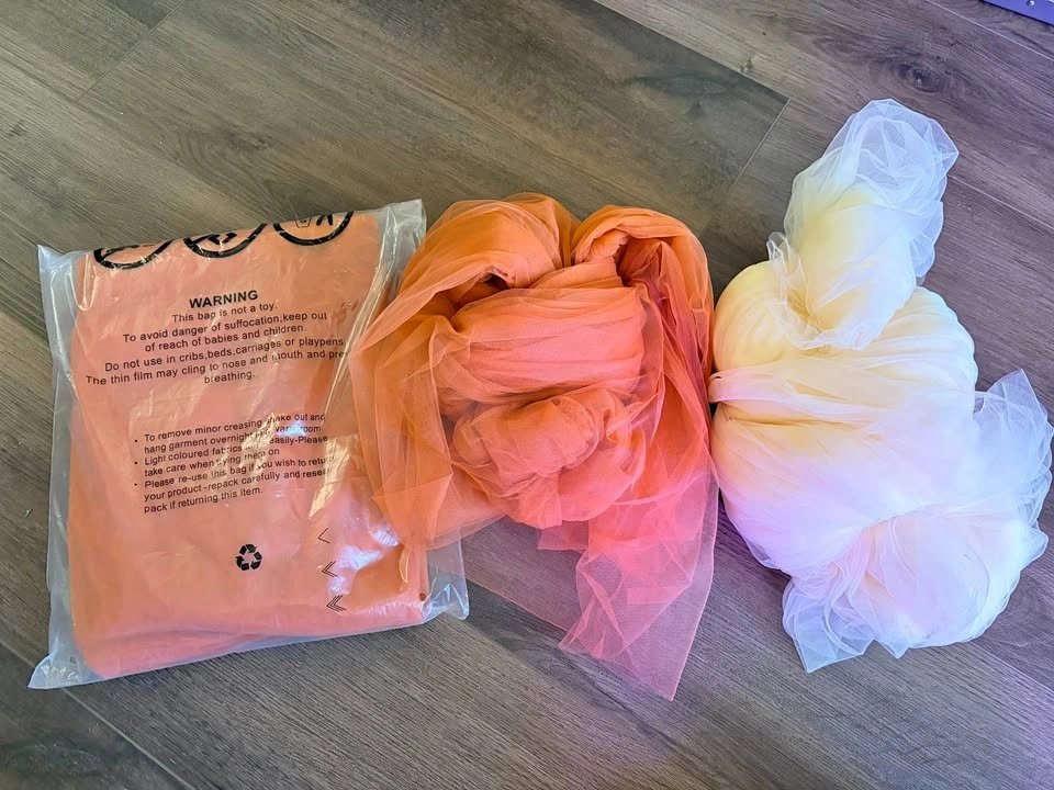 Orange and Cream Tulle Fabric Rolls, Wedding Arch Draping Fabric