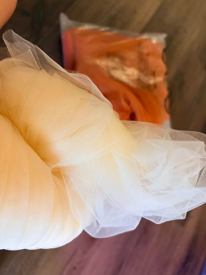 Orange and Cream Tulle Fabric Rolls, Wedding Arch Draping Fabric - photo 3