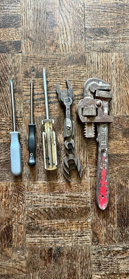 Vintage Mixed Tool Lot - Pipe Wrench, Westline Wrenches, and Scr