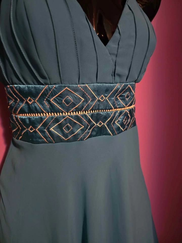 Katia Teal Embroidered Waist Dress Size M - photo 2