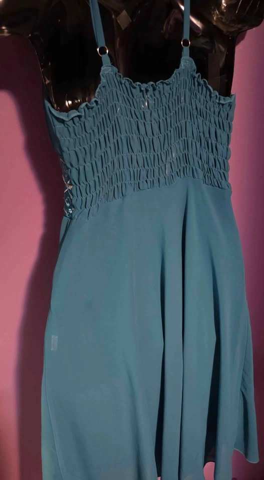 Katia Teal Embroidered Waist Dress Size M - photo 3