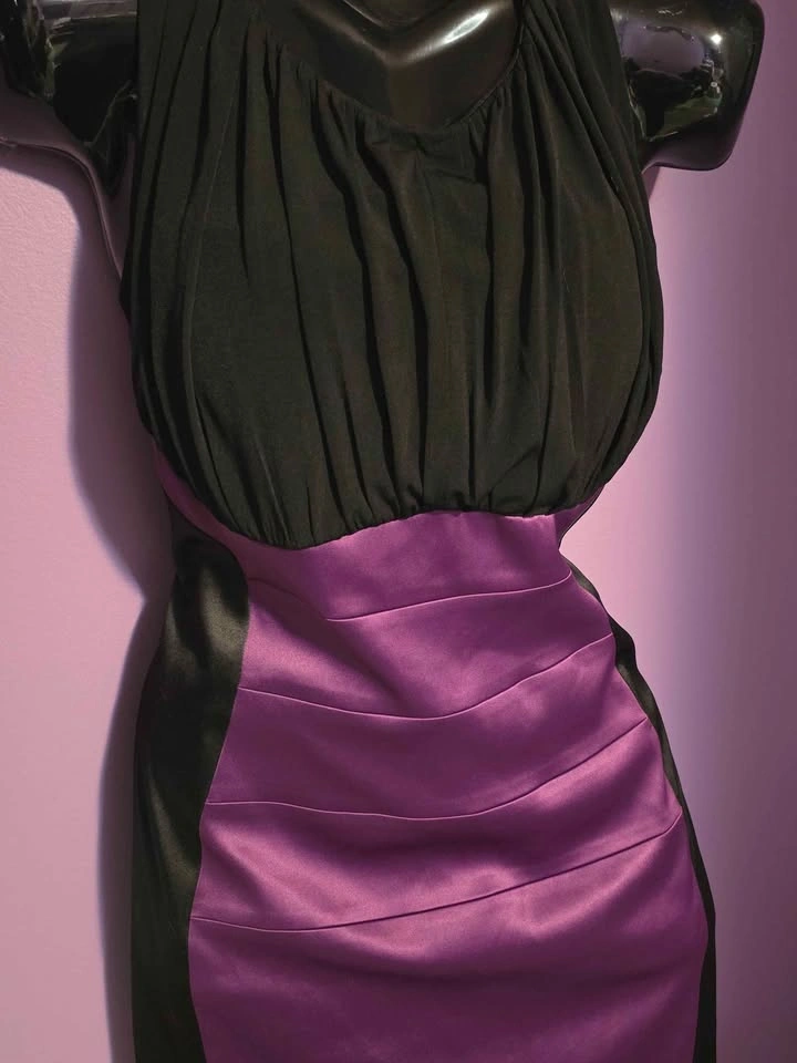 Sangria - Black and Purple Colorblock Sheath Dress - photo 4