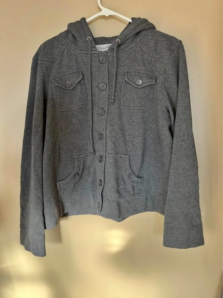 Olivia Sky Button-Up Hoodie - XL