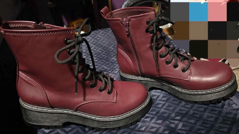 Time and Tru Burgundy Combat Boots Size 7 - photo 2