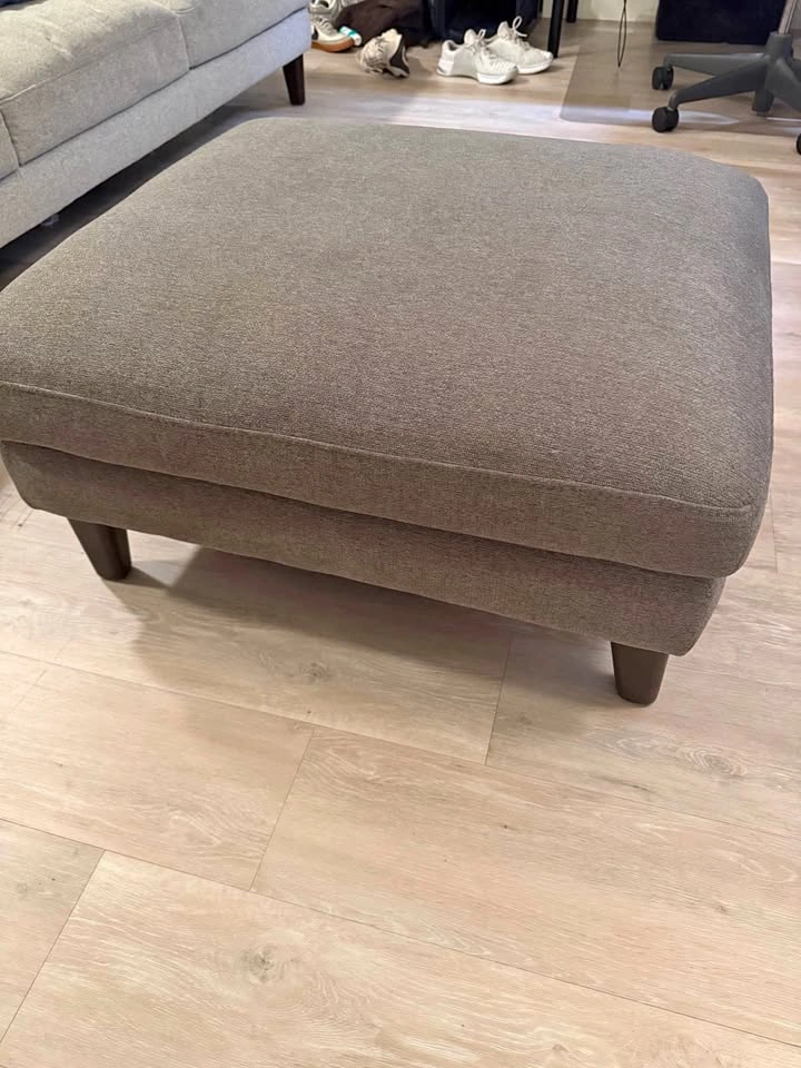 Grey Fabric Square Ottoman
