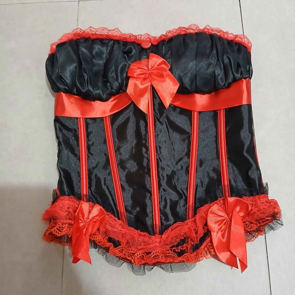 Red and Black Lace Corset Top - photo 4