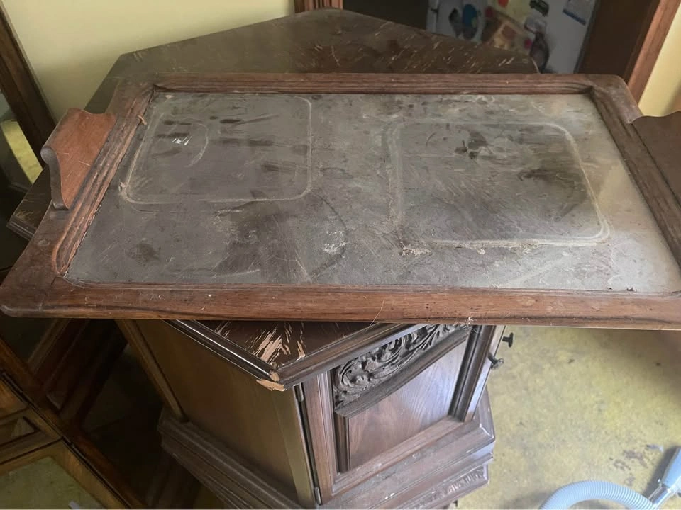 Glass and wooden tray - vintage find - photo 2