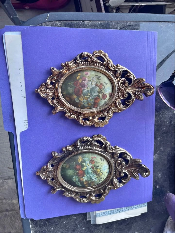 Vintage Made in Italy Ornate Floral Wall Plaques - Pair