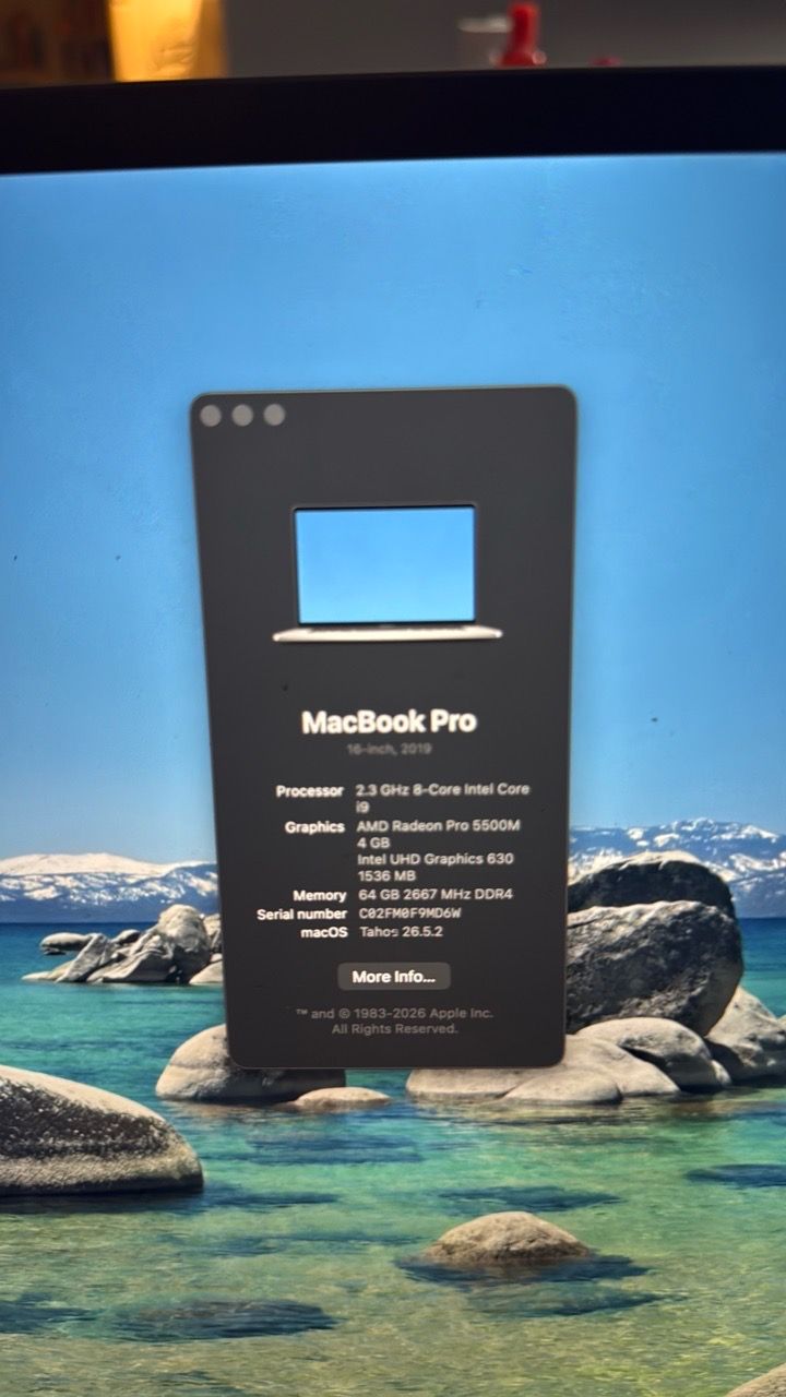 MacBook Pro 64 gb ram 1 tb of storage