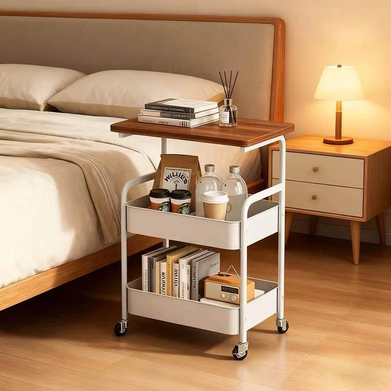 3-Tier Rolling Utility Cart with Wood Top - photo 2