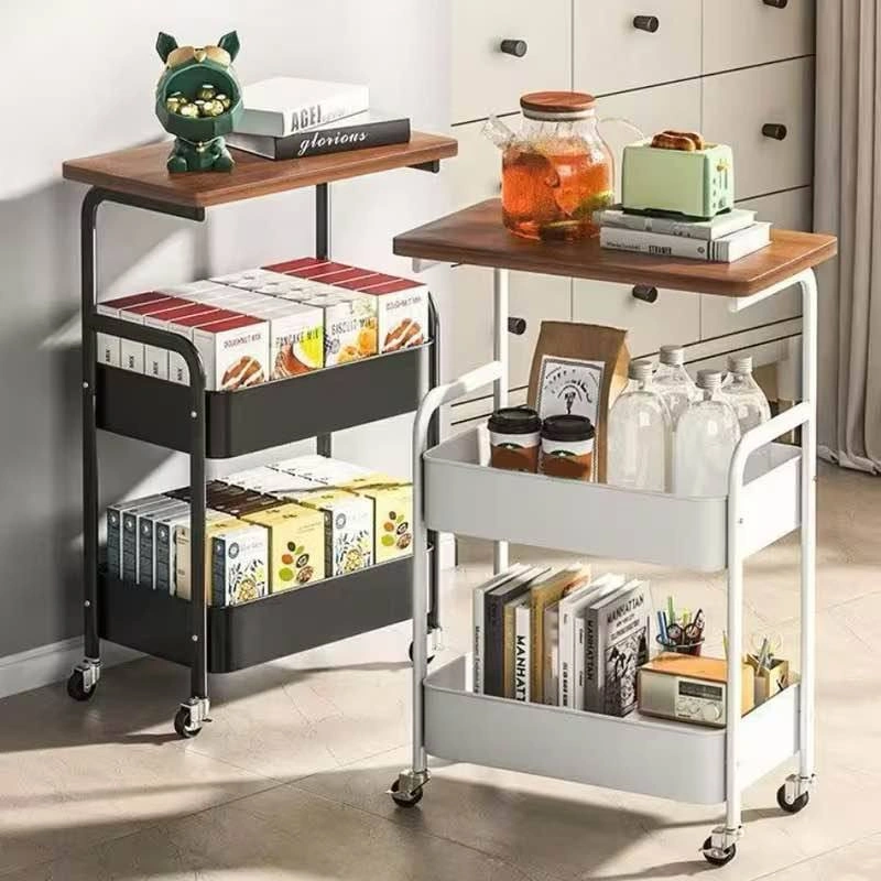 3-Tier Rolling Utility Cart with Wood Top - photo 3