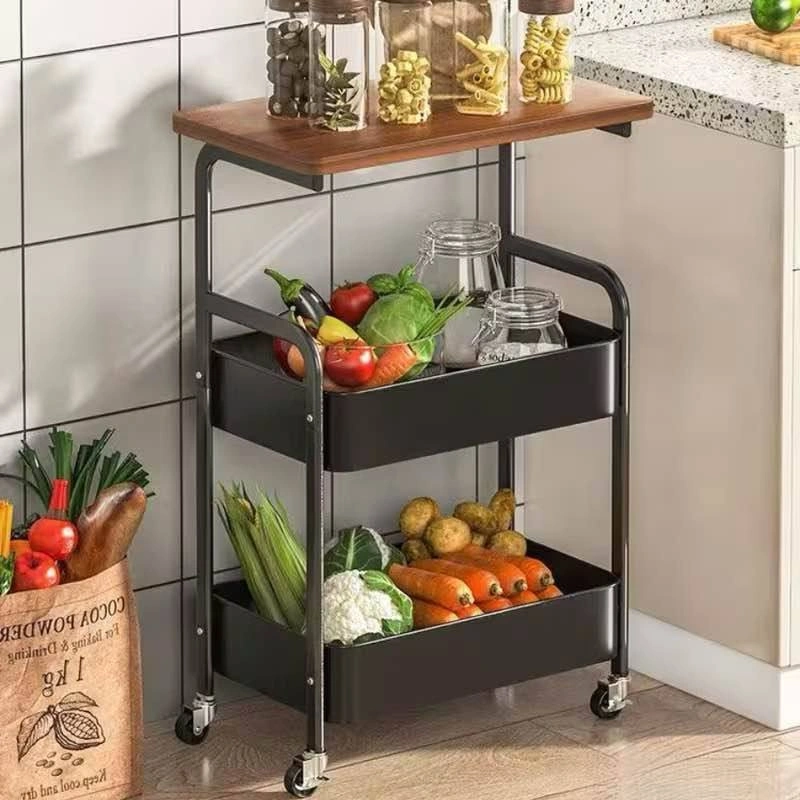3-Tier Rolling Utility Cart with Wood Top - photo 4