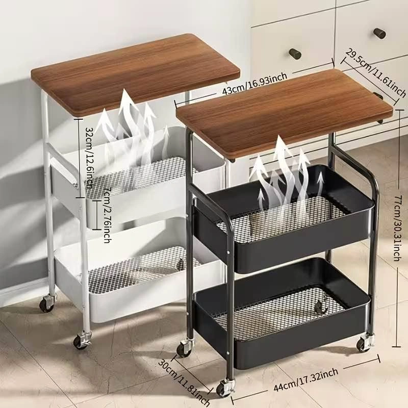 3-Tier Rolling Utility Cart with Wood Top - photo 5
