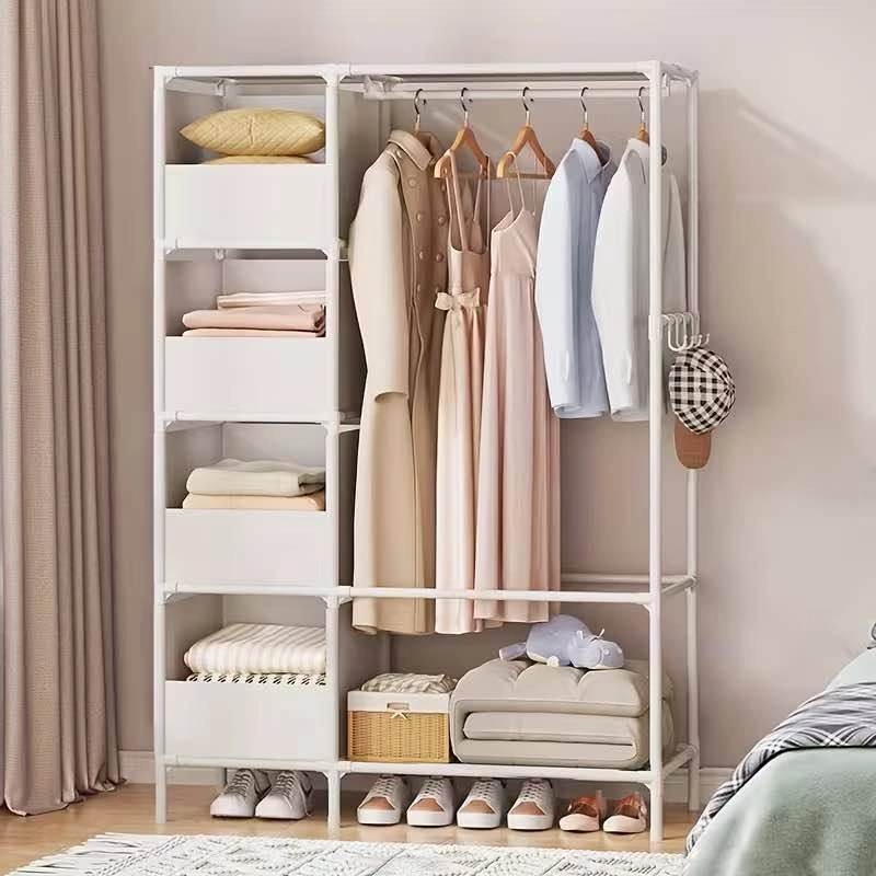 Portable Wardrobe Closet w/ Pole & Shelves - photo 4