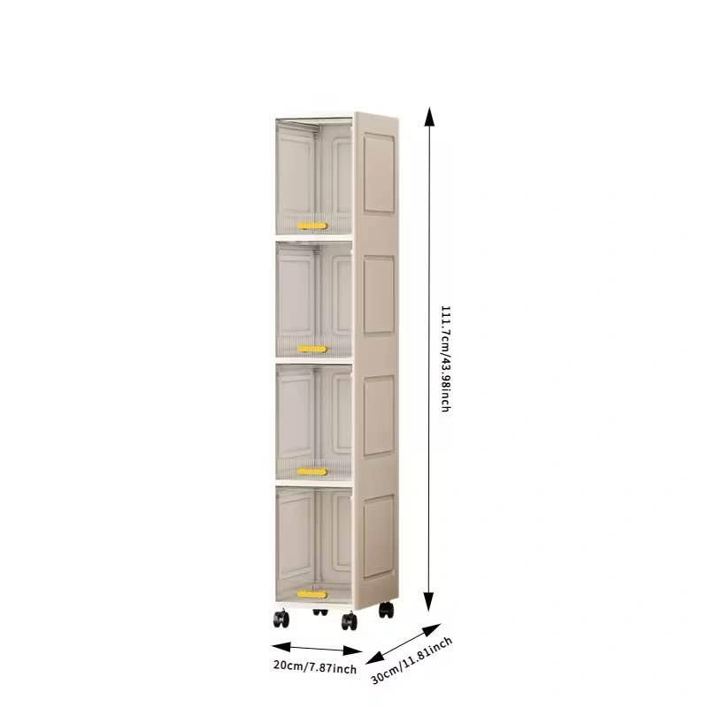 4-Tier Slim Rolling Storage Cart w/ Transparent Doors - photo 2