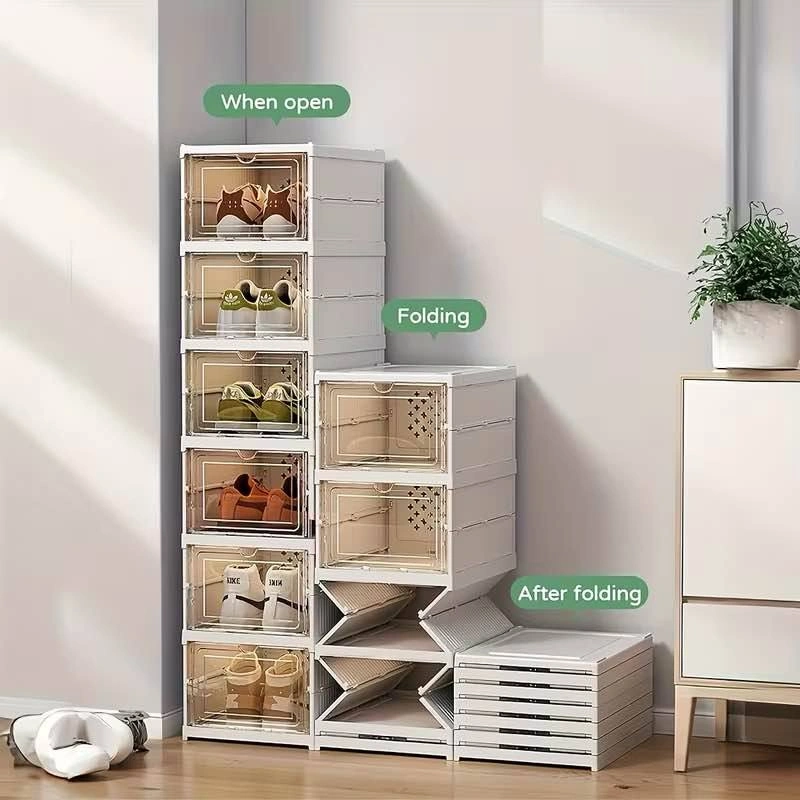 Foldable Stackable Shoe Storage Boxes with Clear Doors - photo 2