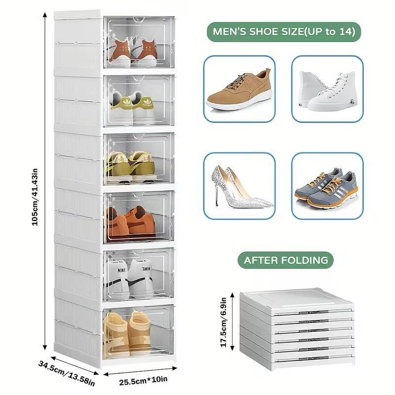 Foldable Stackable Shoe Storage Boxes with Clear Doors - photo 3