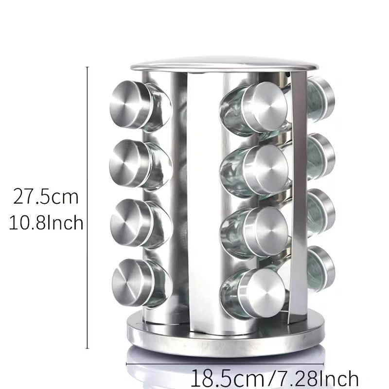 16-Jar Seasoning Rack | Rotating Stainless Steel - photo 2
