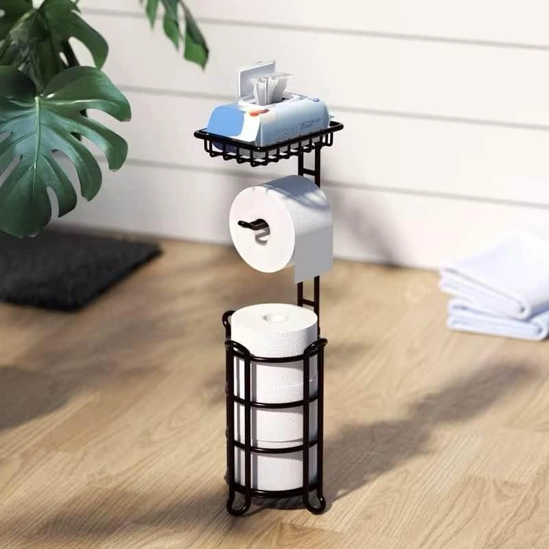 Stainless Steel Toilet Paper Holder w/ Storage Basket - photo 2