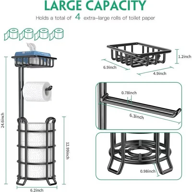 Stainless Steel Toilet Paper Holder w/ Storage Basket - photo 3