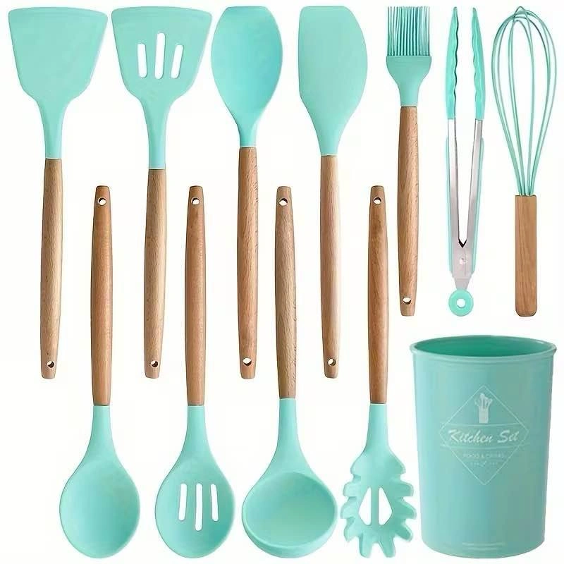 12-Piece Silicone Kitchen Set w/ Wooden Handles on sale - photo 4