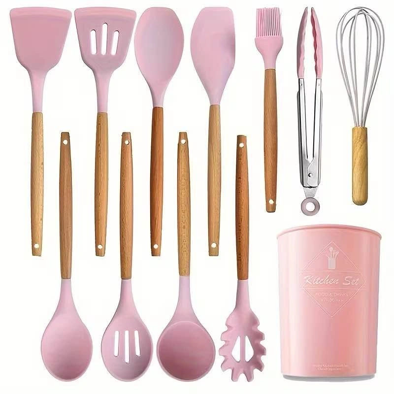 12-Piece Silicone Kitchen Set w/ Wooden Handles on sale - photo 5