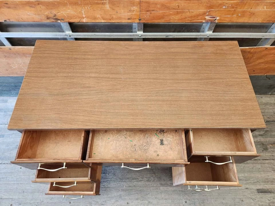 Vintage Wooden 6-Drawer Desk - photo 2
