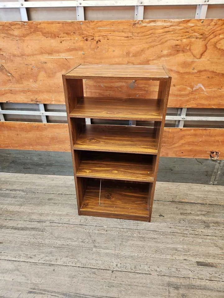 Dark Wood Grain 4-Tier Bookcase