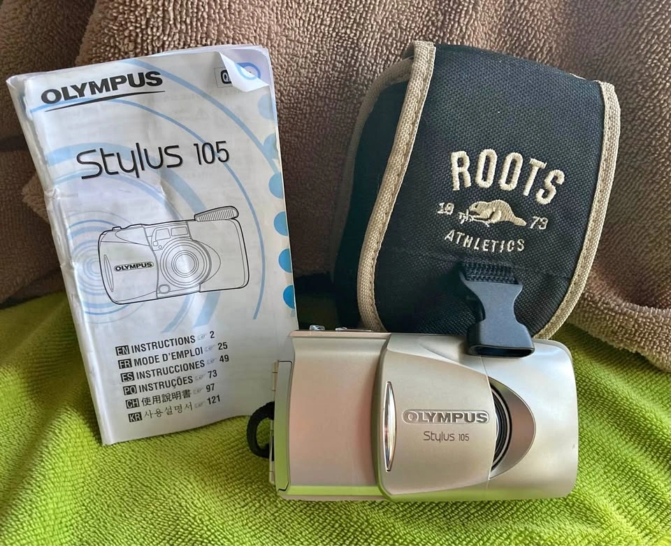 Vintage Olympus Stylus 105 35 mm Film Camera Bundle