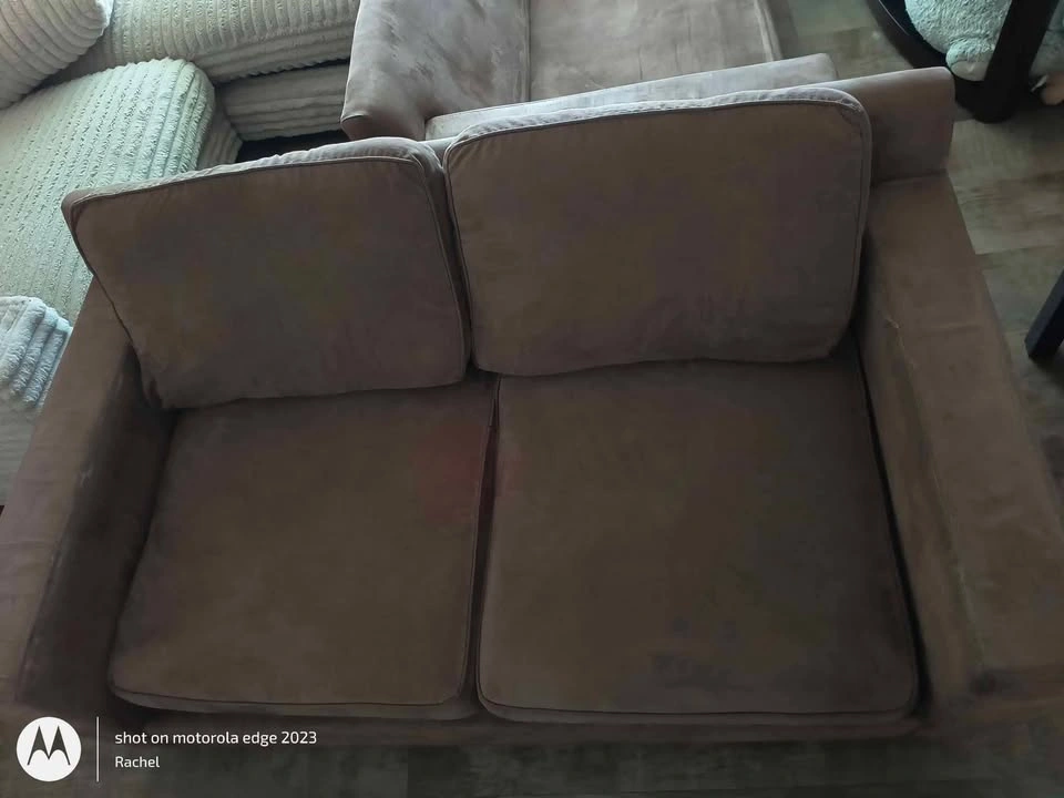 Brown Faux Suede Sofa and Loveseat - photo 2