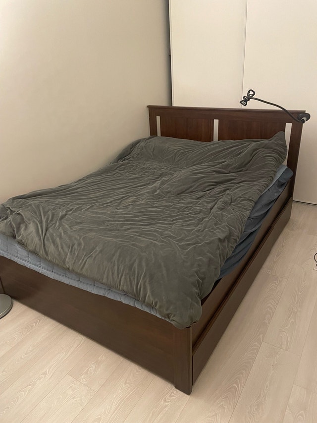 IKEA HAUGESUND double bed mattress + SONGESAND bedframe