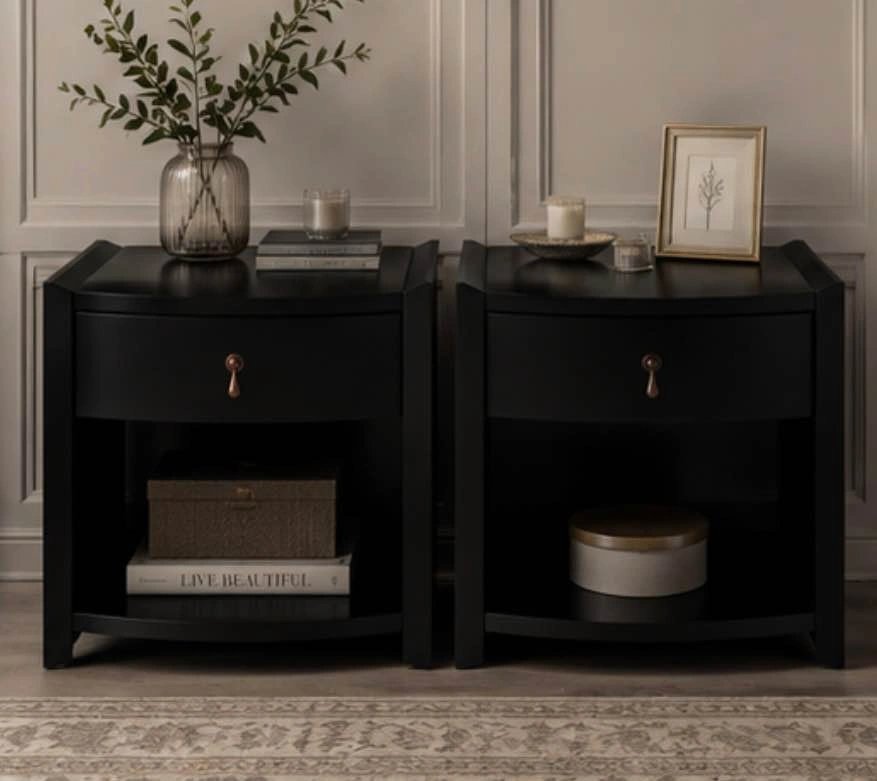 Pair of SolidOak Refinished Black Nightstands/ End table - photo 4