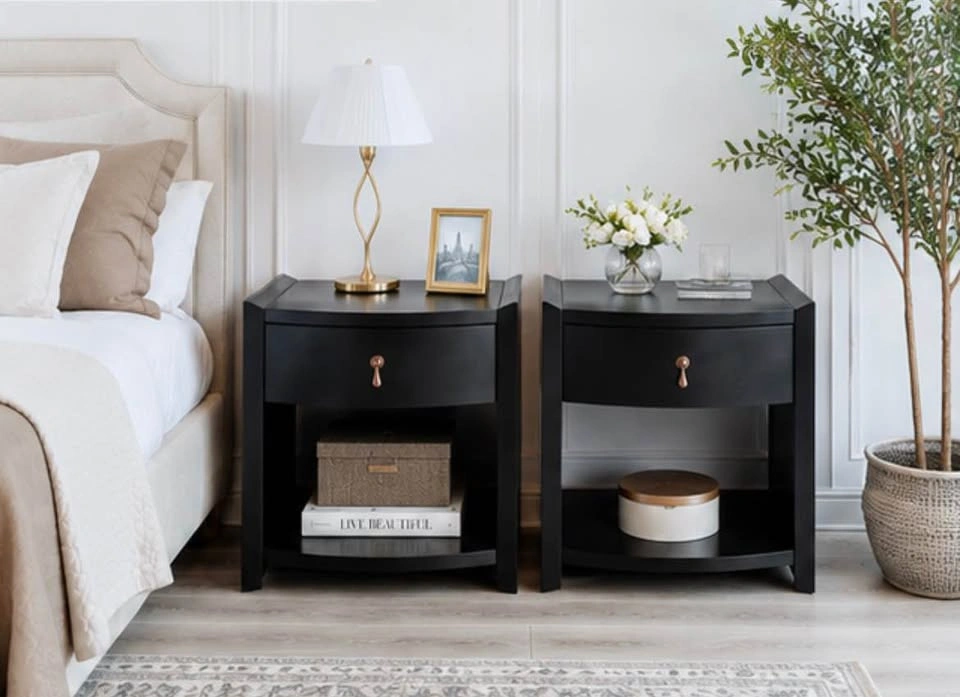 Pair of SolidOak Refinished Black Nightstands/ End table - photo 5