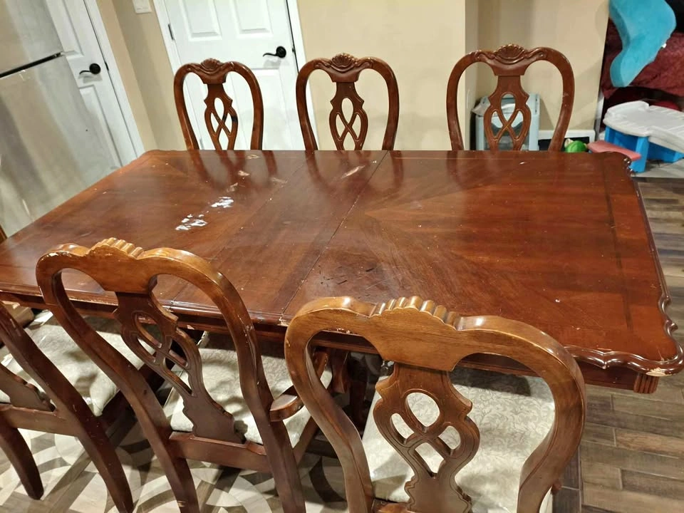 Massive Wood Dining Table with Chairs (Need Gone)