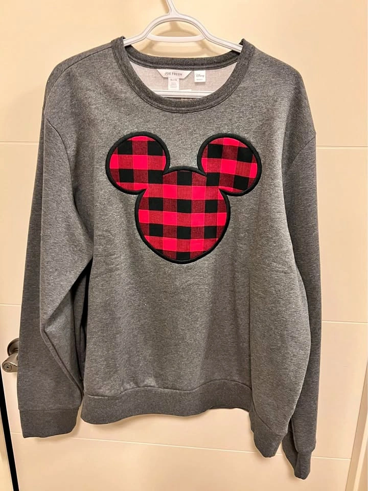 Disney Mickey Mouse Buffalo Plaid Joe Fresh Sweatshirt Size XL