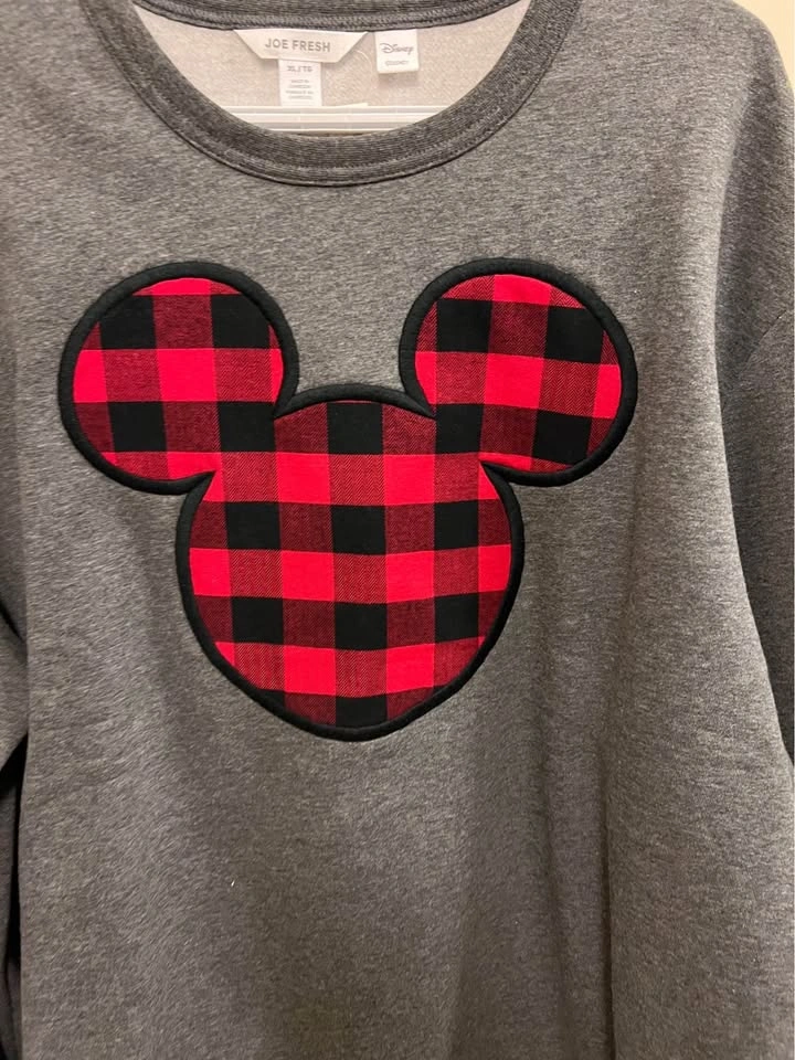 Disney Mickey Mouse Buffalo Plaid Joe Fresh Sweatshirt Size XL - photo 3