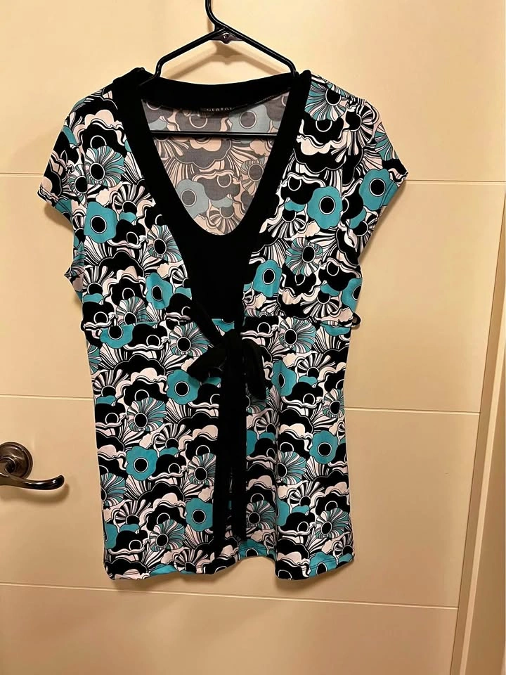 Women’s Floral Tie-Waist Tunic Top Size Xl